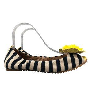 Staccato Women's EU 40 (US 7.5) Black Yellow Tan Striped Flower Applique Flats